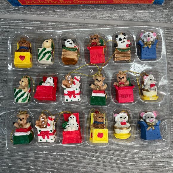 Vintage Giftco Jack In The Box Miniature Mini Christmas Ornaments Set Of 18 NEW - Picture 3 of 12